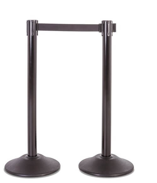 Stanchion, Retractable black, 7.5' strap